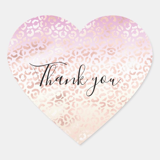 Girly Pink Blush Peach Glam Leopard Print Tie dye Heart Sticker (Front)