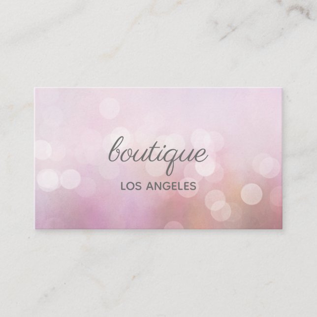 Girly Pink Bokeh Glitter Modern Fashion & Beauty Business Card (Front)