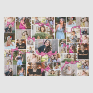 Girly Pink Bow 12 Repeated Photos In A Collage Tissue Paper