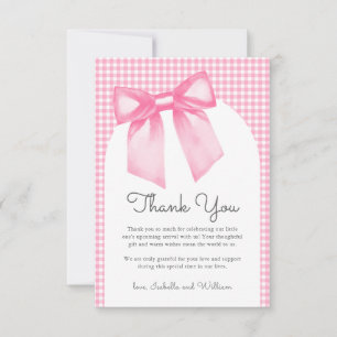 Girly Pink Bow Baby Shower Thank You Card