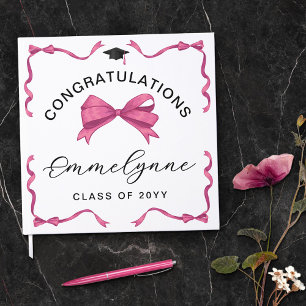 Girly Pink Bow Congratulations Graduate  Guest Book