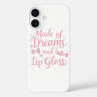 Girly Pink Bow "Dreams and Lip Gloss" Quote