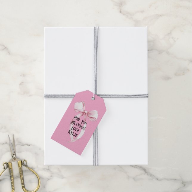 Girly Pink Bow  Gift Tags (With Twine)