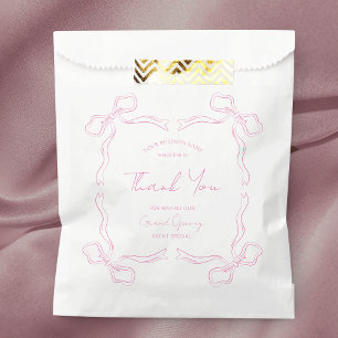 Girly Pink Bow Hand Drawn Business Event Branded  Favour Bag
