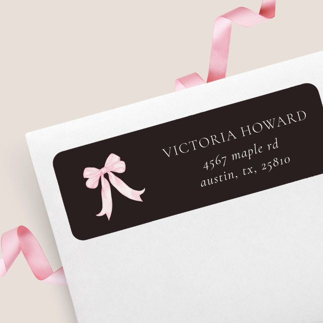 Girly Pink Bows Bridal Shower Return Address Label (Creator Uploaded)