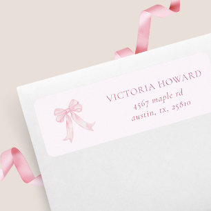 Girly Pink Bows Bridal Shower Return Address Label