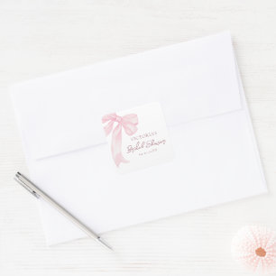 Girly Pink Bows Elegant Bridal Shower Square Sticker
