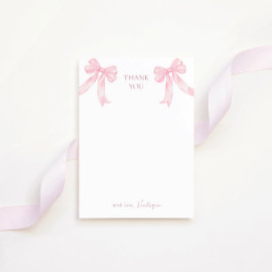 Girly Pink Bows Shiny Disco Ball Bridal Shower Thank You Card