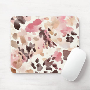 Girly Pink Brown Cream Leopard Animal Print Mouse Pad