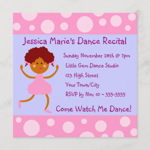 Girly Pink Bubbles Dance Recital Invitation