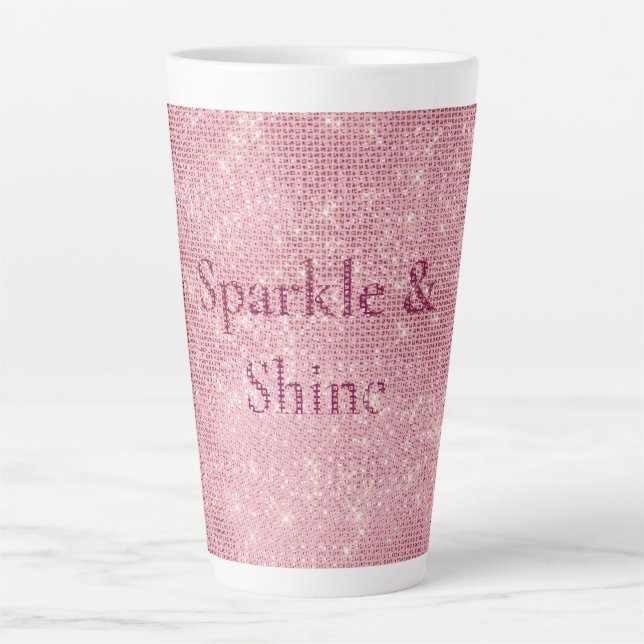 Girly Pink Burgundy Glitzy Sparkle  Latte Mug (Front)