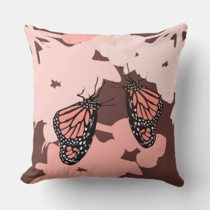 Girly Pink Butterfly Pair - Throw Pillow