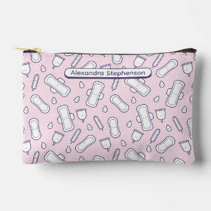 Girly Pink Cartoon Pad Name First Period Accessory Pouch