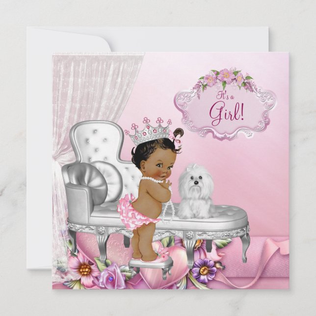 Girly Pink Chair Princess Baby Shower Invitation (Front)