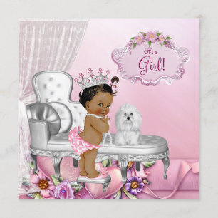 Girly Pink Chair Princess Baby Shower Invitation