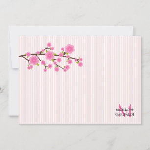 Girly Pink Cherry Blossom Personalised Note Cards