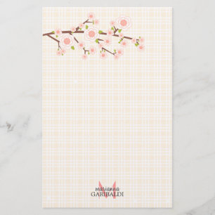 Girly Pink Cherry Blossom Personalised Stationery