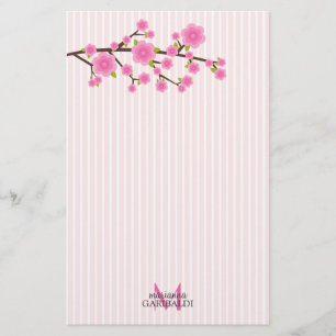 Girly Pink Cherry Blossom Personalised Stationery