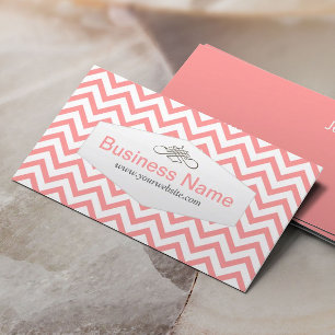 Girly Pink Chevron Baby Sitter Business Card