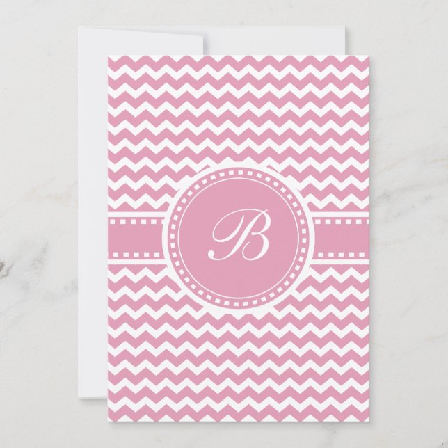 Girly Pink Chevron Chic Zigzag Stripes Invitation (Front)