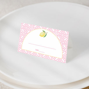Girly Pink Citrus With Arch Bridal Shower Party Place Card