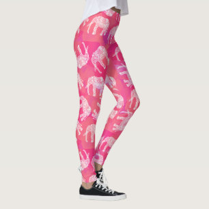 girly pink colourful tribal floral elephant leggings