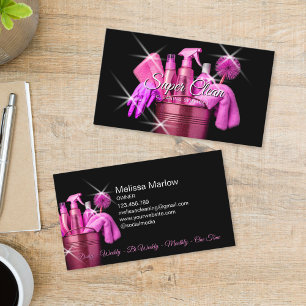 Girly Pink Commercial House Cleaning Housekeeping Business Card