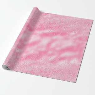 Girly Pink Confetti Diamond Sparkle Wrapping Paper