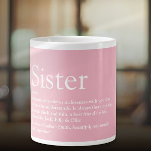 Girly Pink Cool Fun Best Ever Sister Definition Large Coffee Mug