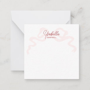 Girly Pink Coquette Bow Calligraphy Card