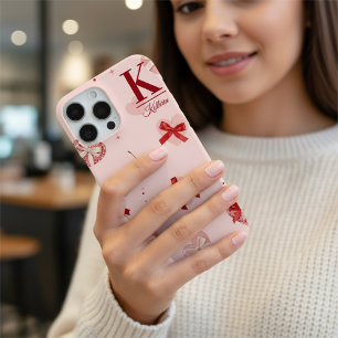 Girly Pink Coquette Hearts and Bows Personalised  iPhone 16 Pro Max Case
