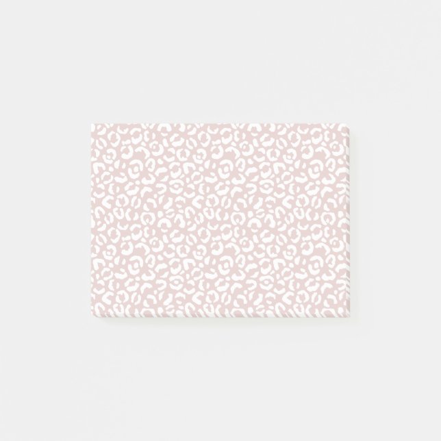 Girly Pink Cream White Leopard Print Post-it Notes (Front)