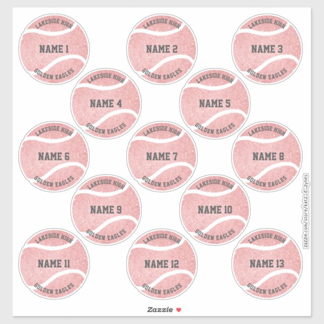 girly pink custom players names set of 13 (Sheet)