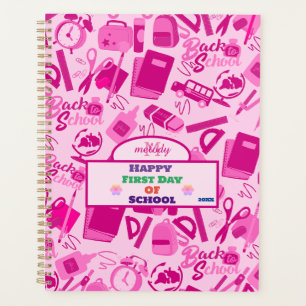 girly pink Customisable Back to School Pattern Planner
