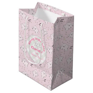 Girly Pink Cute Ghosts Baby Halloween 1st Birthday Medium Gift Bag