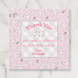 Girly Pink Cute Ghosts Baby Halloween Square Favour Tags