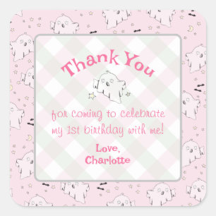 Girly Pink Cute Ghosts Baby Halloween Square Sticker