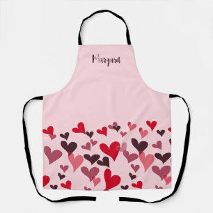 Girly Pink Cute Romantic Hearts Retro Personalised Apron