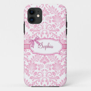 Girly Pink Damask Iphone 5 Case