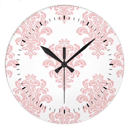 Girly Pink Damask Pattern Large Clock | Zazzle.com.au