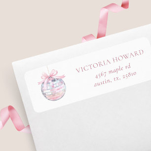 Girly Pink Disco Ball Bridal Shower Return Address Label