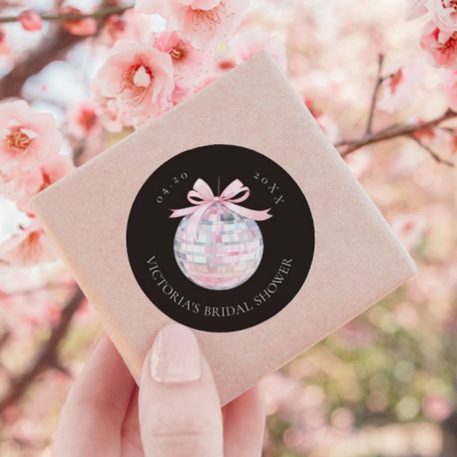 Girly Pink Disco Ball Elegant Bridal Shower Classic Round Sticker (Creator Uploaded)