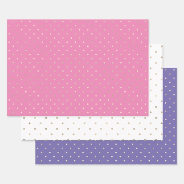 Girly Pink Dots Variety Wrapping Paper Sheet (Set)