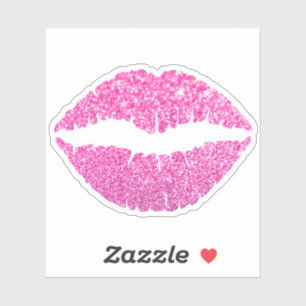 Girly Pink Faux Glitter Lipstick Kiss