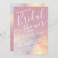 Girly Pink Faux Iridescent Glitter Bridal Shower