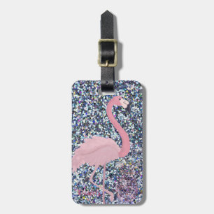 Girly Pink Flamingo,Pineapple,Glitter-Personalised Luggage Tag