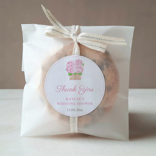 Girly Pink Floral Bridal Shower Thank You Favour Classic Round Sticker