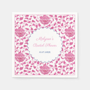 Girly Pink Floral Chinoiserie Bridal Shower Napkin
