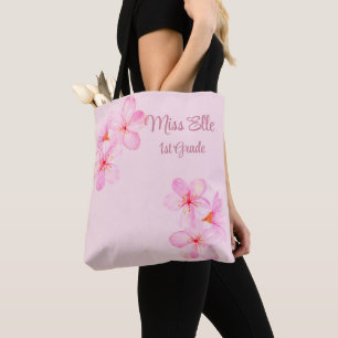 Girly Pink Floral Custom Tote Bag