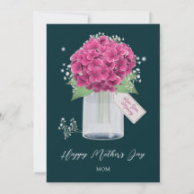 Girly Pink Floral Green Happy Mother's Day